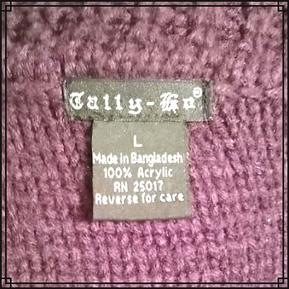 Vintage Tally Ho Oversized Exaggerated Collar Cardigan Sweater Size Lg - Picture 11 of 11